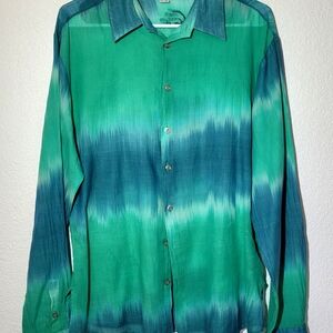 VINTAGE ROBERTO CAVALLI Beautiful Cotton Aqua Men's  Shirt XL Slim LG Authentic